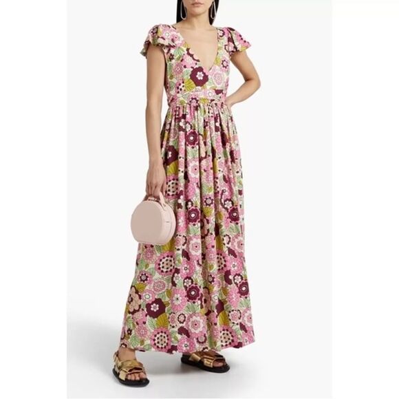 Dodo Bar Or Jenny open-back floral-print textured-twill maxi dress-kk9 - Picture 2 of 10